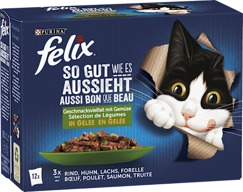 Nassfutter Katze So gut wie es aussieht Katzenfutter Gemischte Vielfalt & Gemüse Felix