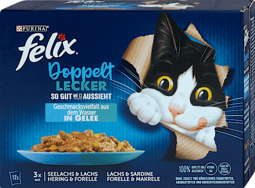 Nassfutter Katze Doppelt Lecker Geschmacksvielfalt aus dem Wasser Felix