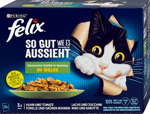 Nassfutter Katze So gut wie es aussieht Katzenfutter Gemischte Vielfalt & Gemüse Felix