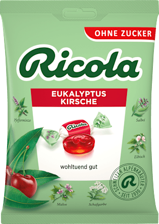 Bonbon, Eukalyptus Kirsche, zuckerfrei Ricola