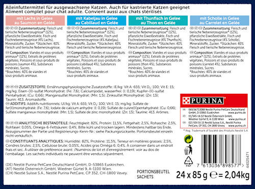 Nassfutter Katze, Geschmacksvielfalt aus dem Wasser in Gelee, Multipack (24x85g) Felix