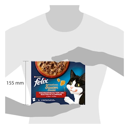 Nassfutter Katze, Sensations Saucen - Geschmacksvielfalt vom Land, Multipack (24x85  g) Felix
