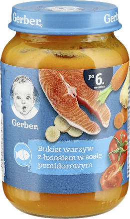 Obiadek bukiet warzyw z łososiem w sosie pomidorowym Gerber