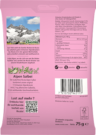 Bonbon, Alpen Salbei, zuckerfrei Ricola