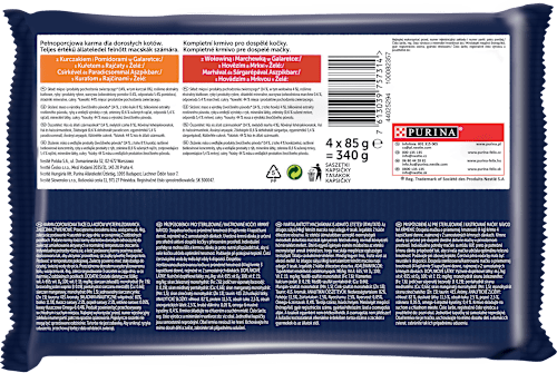 Mokra karma dla kota Fantastic, mięso z warzywami, saszetka, 4x85 g Felix