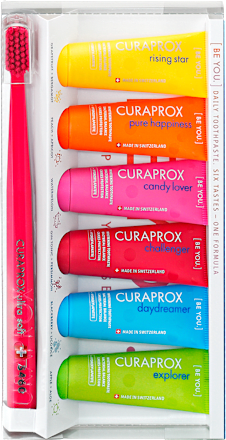 Be you sada bělicí zubní pasty + zubní kartáček, 6x10 ml CURAPROX