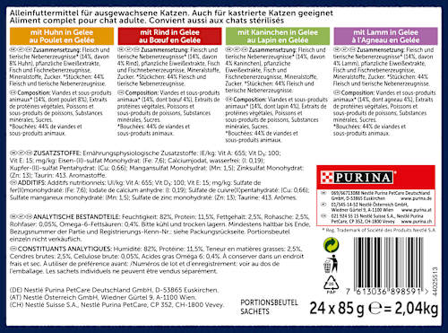 Nassfutter Katze, Geschmacksvielfalt vom Land in Gelee,Multipack (24x85 g) Felix