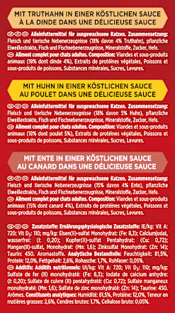 Nassfutter Katze mit Geflügel, Mon Petit intense, Multipack (6x50 g) Purina Gourmet