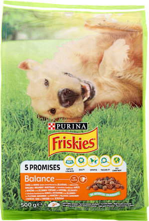 Balance 5 PROMISES kompletna suva hrana za pse - briketi sa piletinom, govedinom i povrćem PURINA Friskies