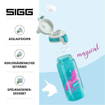 Trinkflasche Kinder Viva One türkis Einhorn, 500 ml SIGG