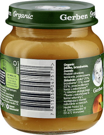 Deserek jabłko, brzoskwinia morela  Gerber Organic