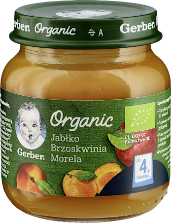 Deserek jabłko, brzoskwinia morela  Gerber Organic