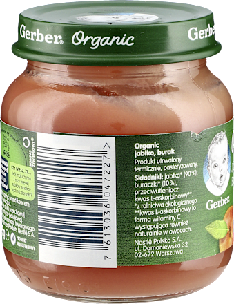 Deserek owocowy jabłko, burak  Gerber Organic