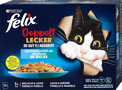 Nassfutter Katze Doppelt Lecker Geschmacksvielfalt aus dem Wasser Felix