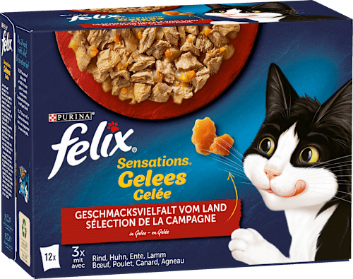 Nassfutter Katze Sensations Gelees Geschmacksvielfalt vom Land Felix