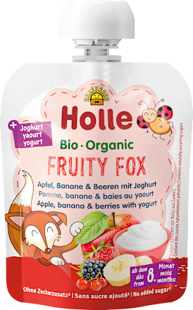 Quetschie Fruity Fox Apfel, Banane & Beeren mit Joghurt, ab dem 8.Monat Holle