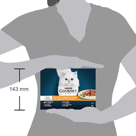 Nassfutter Katze, Truthahn, Ente, Lamm, Thunfisch, Perle - erlesene Streifen in Sauce, Multipack (8x85  g) Purina Gourmet