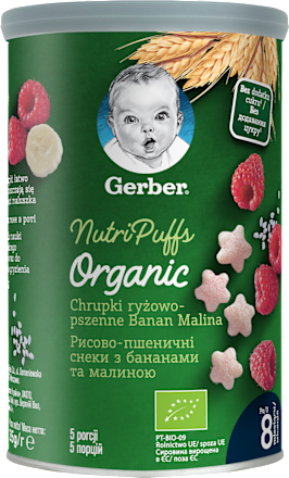 Snack od riže i pšenice s malinom i bananom Gerber Organic