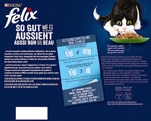 Nassfutter Katze, gemischte Vielfalt mit Gemüse in Gelee, Multipack (24x85g) Felix