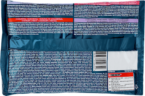 Karma mokra dla kotów dorosłych, cielęcina, wołowina, dziczyzna, pstrąg, 4x85 g Purina Gourmet