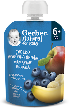 natural příkrm v sáčku jablko, borůvka, banán Gerber Natural
