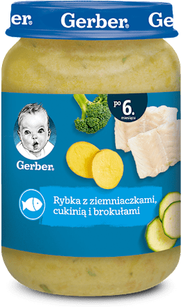 Obiadek rybka z ziemniaczkami, cukinią i brokułami  Gerber