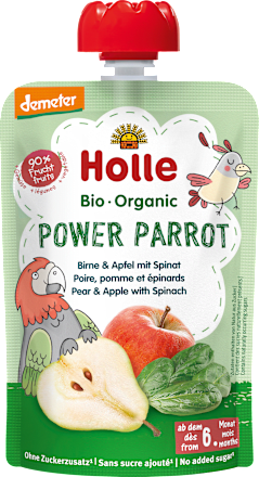 Quetschie Power Parrot, Birne & Apfel mit Spinat ab 6 Monaten Holle