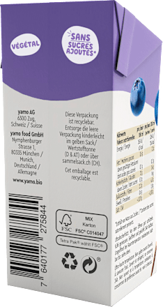 Haferdrink Berry Styles, Vanille und Blaubeere yamo