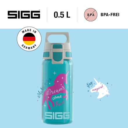 Trinkflasche Kinder Viva One türkis Einhorn, 500 ml SIGG
