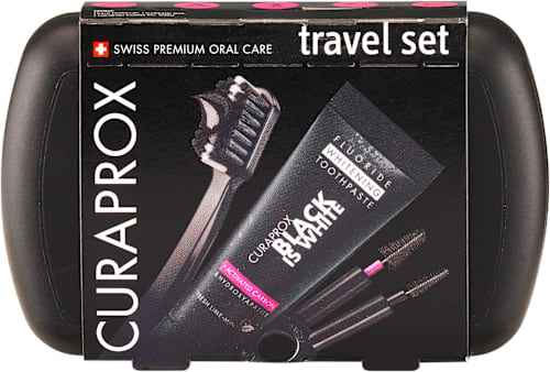 Potovalni set Black is white CURAPROX