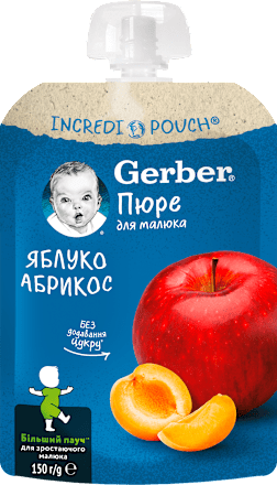 Плодово пюре с ябълка и кайсия, 6м.+ Gerber