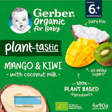 Bio kókusztej alapú mangó-kivi poharas bébidesszert 6 hónapos kortól Gerber Organic