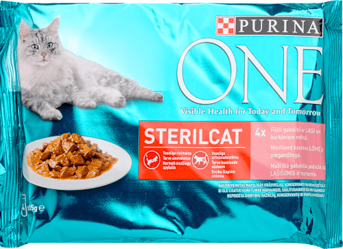 Sterilcat lazaccal és répával nedves macskaeledel sterilizált macskák számára  PURINA ONE