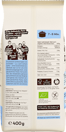 Nudeln, Fusilli aus Vollkornreis, glutenfrei PPURA