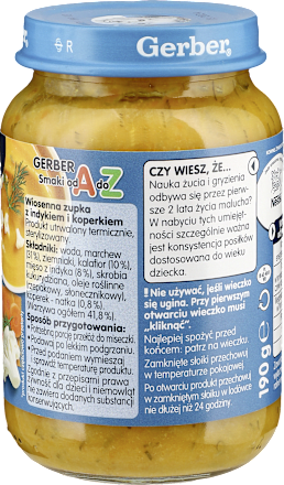 Obiadek wiosenna zupka z indykiem i koperkiem  Gerber
