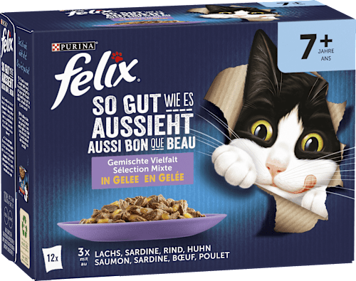 Nassfutter Katze So gut wie es aussieht Katzenfutter Gemischte Vielfalt in Gelee Felix