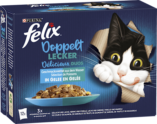 Nassfutter Katze Doppelt Lecker Geschmacksvielfalt aus dem Wasser Felix