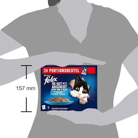 Nassfutter Katze, Geschmacksvielfalt aus dem Wasser in Gelee, Multipack (24x85g) Felix
