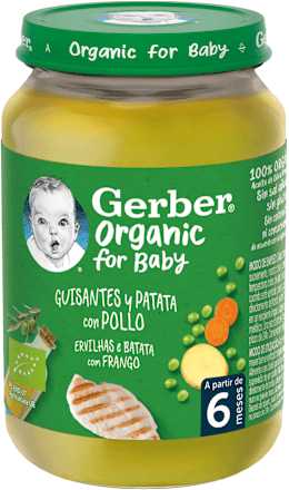 Bio príkrm hrášok so zemiakmi a kuracím mäsom Gerber Organic