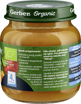 Deserek jabłko, brzoskwinia morela  Gerber Organic