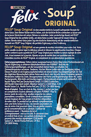 Nassfutter Katze mit Kabeljau, Thunfisch, Scholle, Soup Original, Multipack (6x48g) Felix