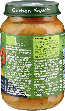 Obiadek słodkie zmieniaki z warzywami i kurczakiem Gerber Organic