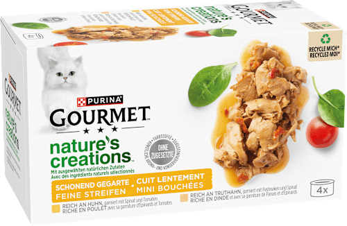 Nassfutter Katze mit Huhn & Truthahn, nature's creations, Multipack (4x85 g) Purina Gourmet