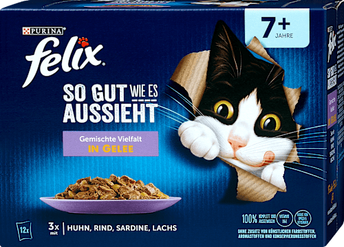 Nassfutter Katze So gut wie es aussieht Katzenfutter Gemischte Vielfalt in Gelee Felix