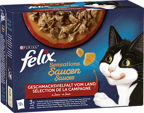 Nassfutter Katze Sensations Saucen Geschmacksvielfalt vom Land Felix