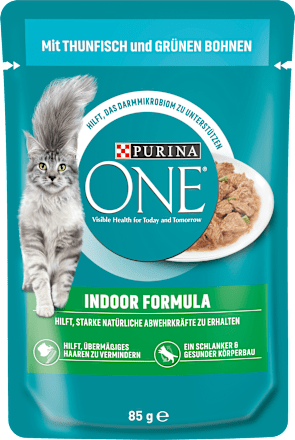 Nassfutter Katze mit Thunfisch & grünen Bohnen in Soße, indoor formula  PURINA ONE