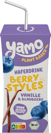 Haferdrink Berry Styles, Vanille und Blaubeere yamo