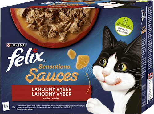 Sensations Sauces kapsičky pro kočky hovězí, jehněčí, krůta, kachna v omáčce 12x85g Felix
