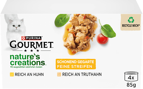 Nassfutter Katze mit Huhn & Truthahn, nature's creations, Multipack (4x85 g) Purina Gourmet