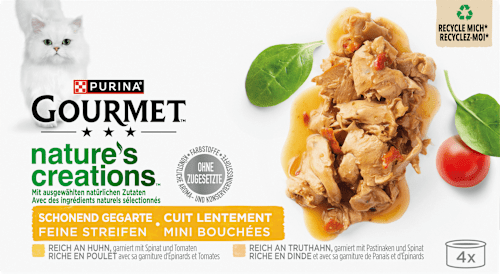 Nassfutter Katze mit Huhn & Truthahn, nature's creations, Multipack (4x85 g) Purina Gourmet